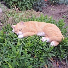 купить Садовая фигура Кот спит, рыжий 1