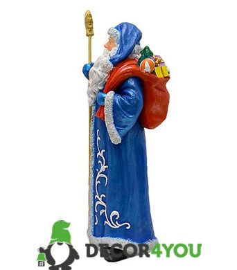 купить Новогодняя садовая фигура Дед Мороз с посохом в синем костюме NSF-7.065 4