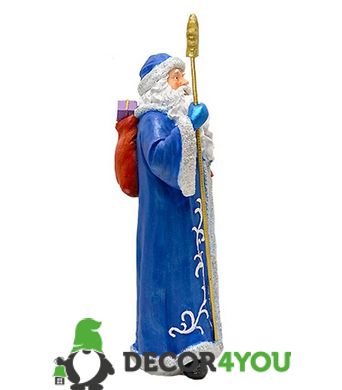 купить Новогодняя садовая фигура Дед Мороз с посохом в синем костюме NSF-7.065 2