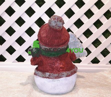 купить Новогодняя садовая фигура Снеговик в коричневом с табличкой "Веселих свят!" 4