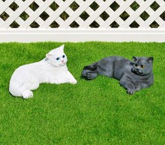 купить Садовая фигура Кот белый и Кот серый лежащий 1