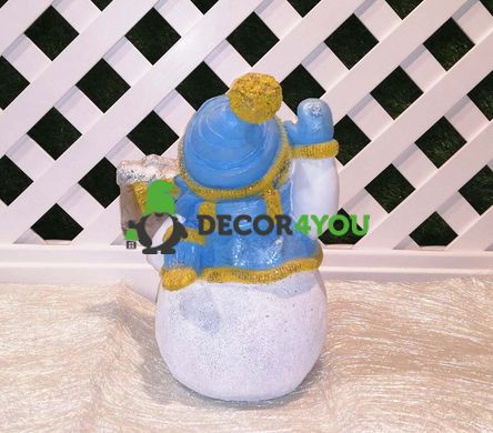 купить Новогодняя садовая фигура Снеговик в голубом с табличкой "Веселих свят!" 4
