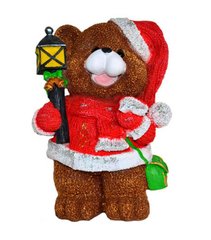 купить Новогодняя садовая фигура Медвежонок в красном костюме с фонариком NSF-7.063 1