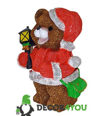 купить Новогодняя садовая фигура Медвежонок в красном костюме с фонариком NSF-7.063 4