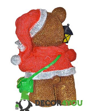купить Новогодняя садовая фигура Медвежонок в красном костюме с фонариком NSF-7.063 2