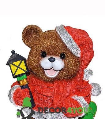 купить Новогодняя садовая фигура Медвежонок в красном костюме с фонариком NSF-7.063 3