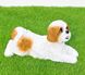 купити Садова фігура собака Ши-цу що лежить біло-коричневий 3