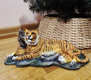 купити Декоративна статуетка Тигр біля колоди &mdash; висота 11 см, 17&times;34 см, стильний декор для дому 1