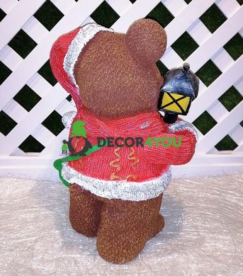 купити Новорічна садова фігура Ведмідь в червоному костюмі з ліхтариком 4