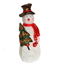 купити Новорічна садова фігура Сніговик великий у капелюсі "Веселих свят!" 1
