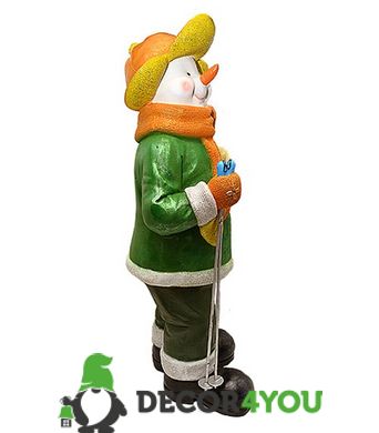 купити Новорічна садові фігура Сніговик-Лижник з табличкою "Бажаю Удачі!" в зеленій кофті NSF-10.072 3