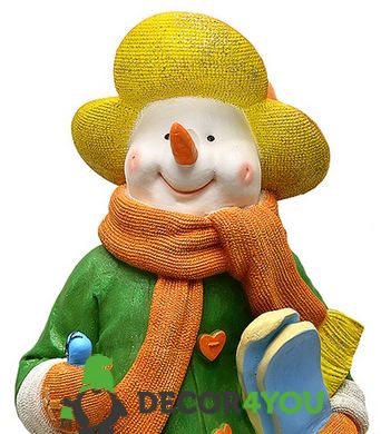 купити Новорічна садові фігура Сніговик-Лижник з табличкою "Бажаю Удачі!" в зеленій кофті NSF-10.072 4