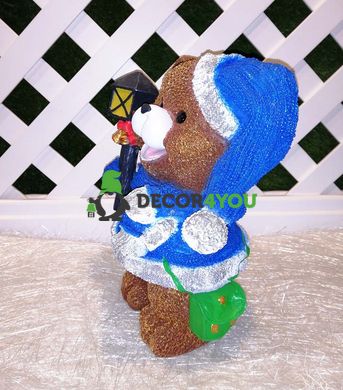 купить Новогодняя садовая фигура Медведи в синих костюмах с фонарями 6
