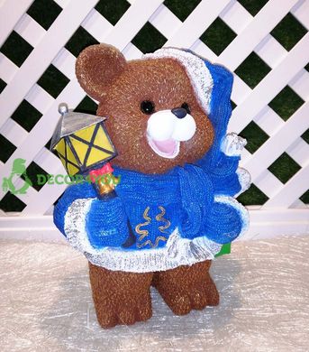 купить Новогодняя садовая фигура Медведи в синих костюмах с фонарями 8