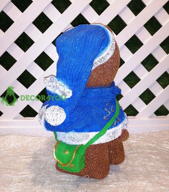 купить Новогодняя садовая фигура Медведи в синих костюмах с фонарями 10