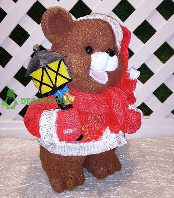 купить Новогодняя садовая фигура Медведи в красных костюмах с фонарями 6