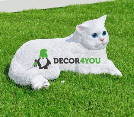 купити Садова фігура Кіт білий і Кіт сірий лежачий 3