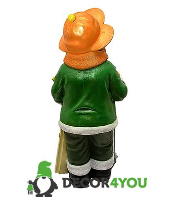 купити Новорічна садові фігура Сніговик-Лижник з табличкою "Хай буде сніг!" в зеленій кофті NSF-7.074 5
